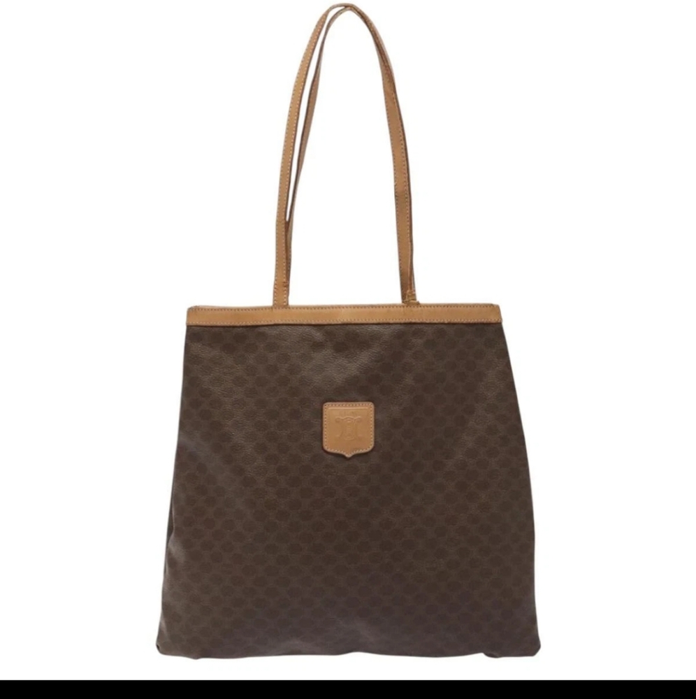 CELINE Macadam Canvas Hand Bag PVC Leather